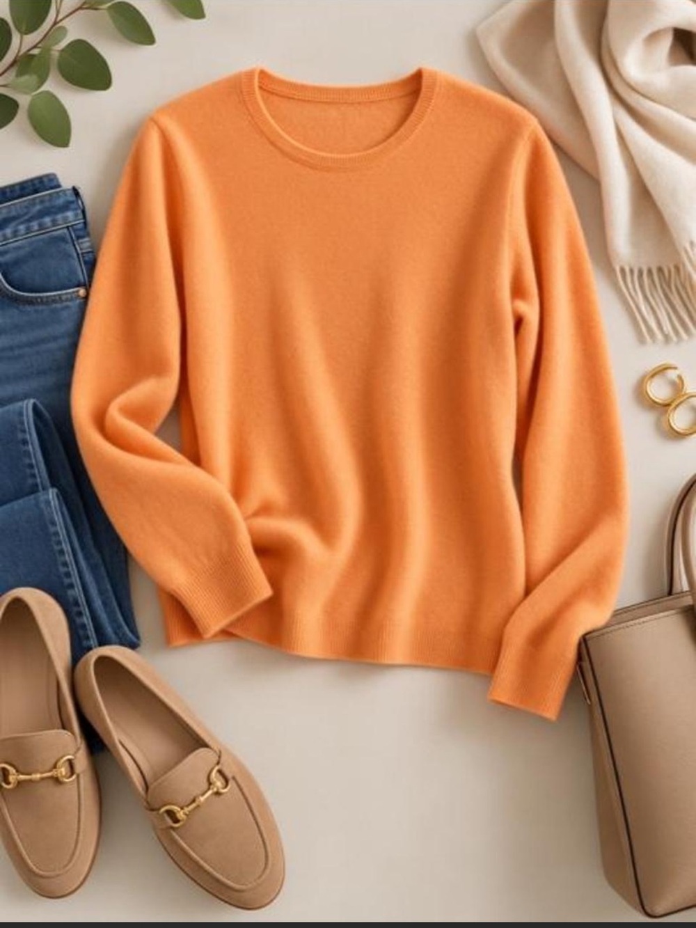 CClub Luxury 100% Cashmere Sweater – Women’s XL – Peach Orange